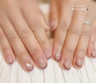 ネイル ショートネイル 森のさんぽ道のネイルデザイン