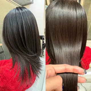 セミロング レイヤーカット・ 縮毛矯正 星野のヘアスタイル