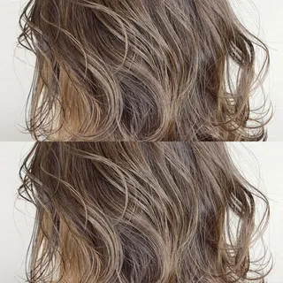 ミディアム カラー 韓国レイヤーカット/ ダブルカラーのヘアスタイル