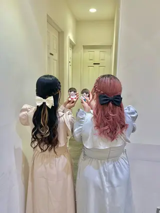 ヘアアレンジ エクステ🎀 暖色カラー🎀amiのヘアスタイル