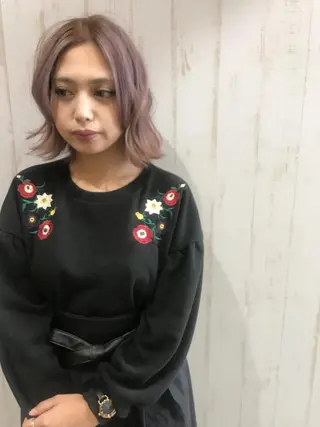 ロング カラー パーマ チビ編み込みエクステ シールEXどぅ〜すのヘアスタイル
