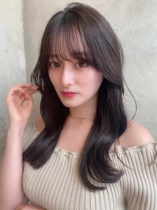 セミロング カラー 顔周り/くびれヘア 韓国ヘア💕風間るなのヘアスタイル