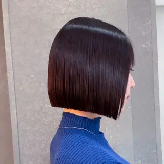 ショート 切りっぱなしボブ/ 縮毛矯正/レンのヘアスタイル