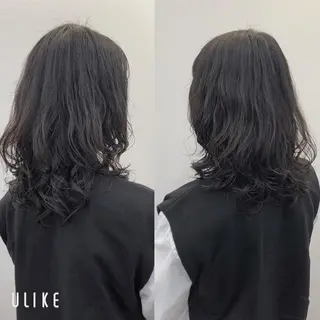 パーマ ツノガイ エリのヘアスタイル