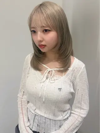 ミディアム 顔まわり🎀レイヤー 心斎橋【あやか】🎀のヘアスタイル