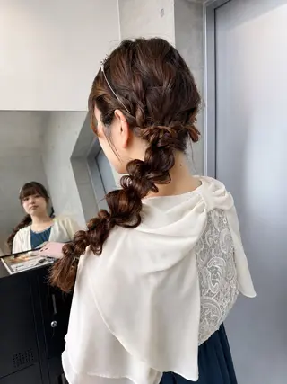 ロング カラー パーマ ヘアアレンジ 透明感/オリーブ/ グレージュ/YUKAのヘアスタイル