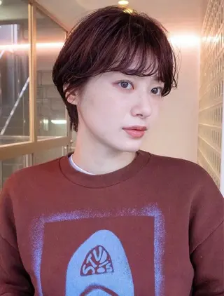 ショート 小顔矯正/レイヤー 透明感カラー✨生真のヘアスタイル