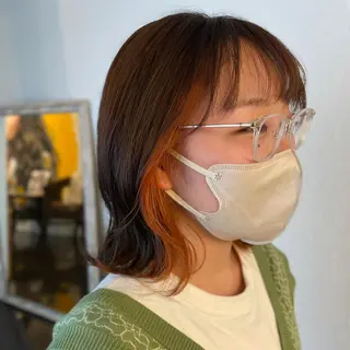 カラー ヘアアレンジ ミディアム パーマ newi 川崎店のヘアスタイル