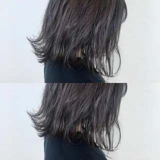 ミディアム カラー 韓国レイヤーカット/ ダブルカラーのヘアスタイル