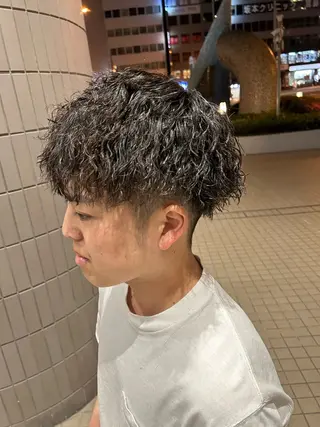 ミディアム パーマ メンズ 大阪/梅田/シャドウ パーマ/ノボリユウタのヘアスタイル
