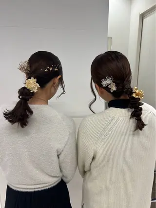 ヘアアレンジ sena⌇ベージュ⌇ ブリーチなしWカラーのヘアスタイル