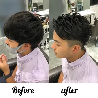 ショート カラー パーマ メンズ 関西センターパート メンズモデル募集のヘアスタイル