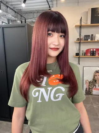 セミロング カラー ハイトーン カラーのヘアスタイル