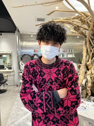 ショート パーマ メンズ 石井 光星のヘアスタイル