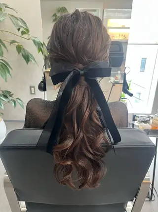 セミロング カラー ヘアアレンジ Aloa透明感ヘア ♡kanami♡のヘアスタイル