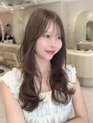 ロング カット無料｜レイヤー カット｜韓国モテへアのヘアスタイル