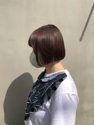 ショート カラー ボブ♡柔らかいカラー 實松栞理のヘアスタイル