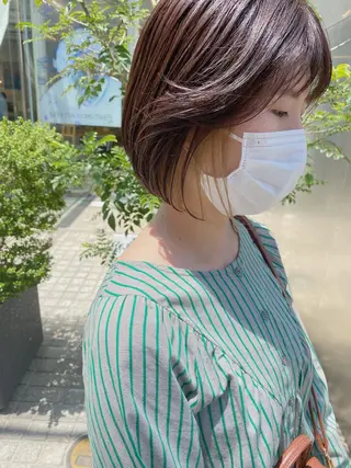 ショート カラー パーマ ヘアアレンジ 🫧umu.🫧韓国 /レイヤー/ハッシュのヘアスタイル