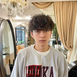 パーマ メンズ ボブ  レイヤー 髪質改善  相澤晃希のヘアスタイル