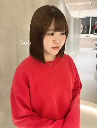 ミディアム カラー 切りっぱなしボブ/ 艶カラー/綾莉のヘアスタイル