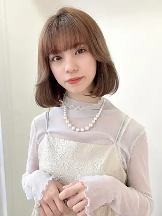 セミロング カラー 透明感カラー 古山 結季🌙🖤のヘアスタイル