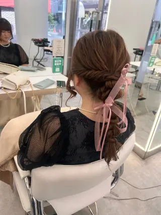 セミロング ヘアアレンジ はるか/透明感カラー /ヘアアレンジ🤍のヘアスタイル