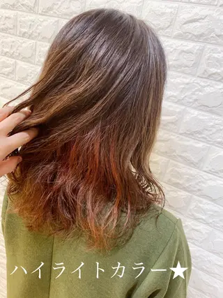 セミロング カラー 福森 みずきのヘアスタイル