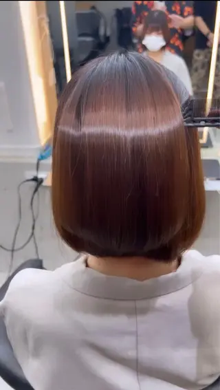 ミディアム 縮毛矯正×艶髪カラー 髪質改善/三ツ木のヘアスタイル