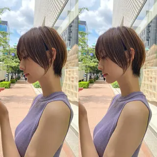 ショート カラー 縮毛矯正×艶髪カラー 髪質改善/三ツ木のヘアスタイル