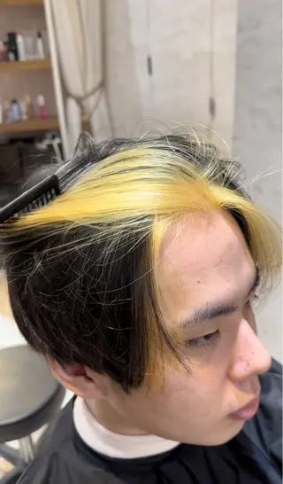 メンズ ブリーチなしダブル カラー縮毛矯正 下野のヘアスタイル