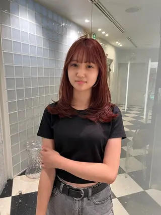 セミロング カラー レイヤーカット/ブリ ーチ/motokiのヘアスタイル