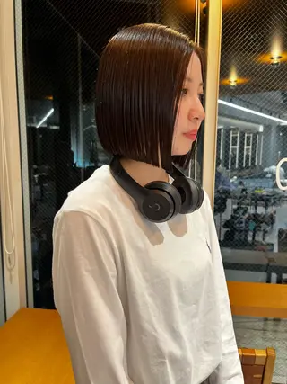 ミディアム カラー ボブ&顔まわりレ イヤー♡TOMOE♡のヘアスタイル