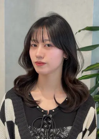 セミロング 結べるレイヤーカット /カラー/あさかのヘアスタイル