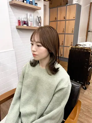 ミディアム カラー パーマ ヘアアレンジ メンズ キッズ 骨格レイヤーカット 🌿美髪縮毛矯正のヘアスタイル