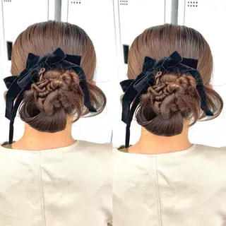 セミロング ヘアアレンジ ヘアメ🎀推しカラー 🥣横浜/しほ🧸のヘアスタイル