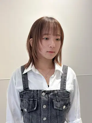 ミディアム カラー パーマ ヘアアレンジ メンズ 切りっぱなしヘアボブ ミディアムヘアRYOのヘアスタイル