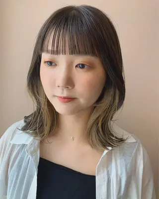 セミロング カラー hub hair レイヤー/透明感のヘアスタイル