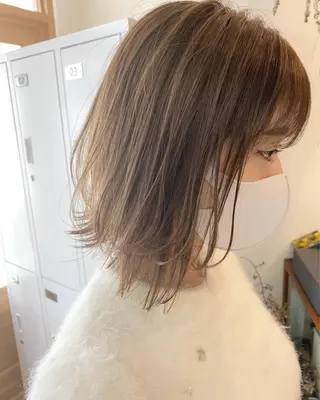 ミディアム カラー パーマ OVER→三軒茶屋 /縮毛矯正・髪質改善のヘアスタイル
