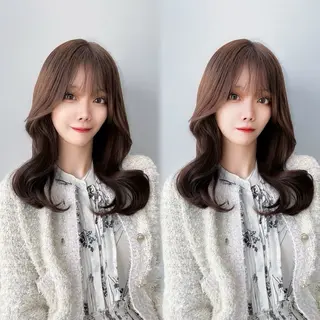 ミディアム カラー ヘアアレンジ レイヤー/髪質改善 縮毛/ハッシュカットのヘアスタイル
