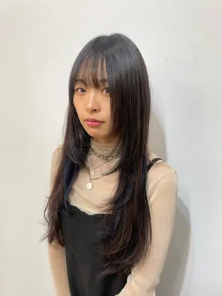 セミロング 𝙃𝘼𝙍𝙐🎀 韓国×エクステのヘアスタイル