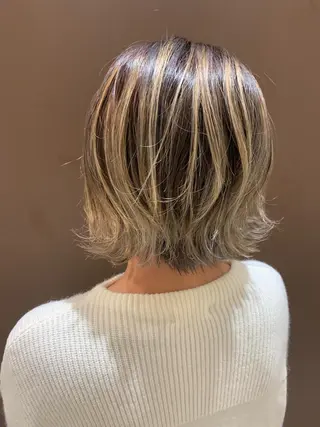 ミディアム カラー ヘアアレンジ きむえり/髪質改善 /うねり広がり改善のヘアスタイル
