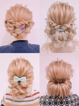 ヘアアレンジ 透明感カラー 山中のヘアスタイル