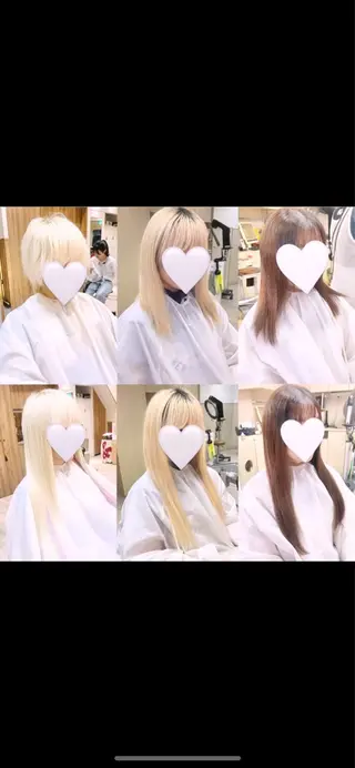 ロング ハイトーンカラー シールエクステのヘアスタイル