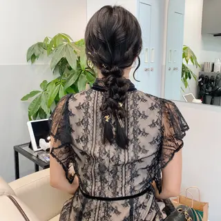 セミロング カラー ヘアアレンジ ブリーチなしカラー/ 髪質改善/寺門束のヘアスタイル