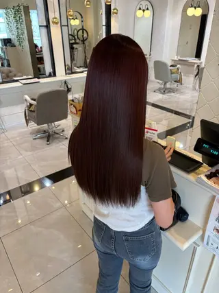 ロング カラー 濱田輝レイヤー 韓国風 ハイトーンのヘアスタイル