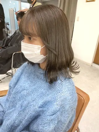 セミロング カラー ヘアアレンジ 🌷FUKA🌷 まろやかハイトーンのヘアスタイル