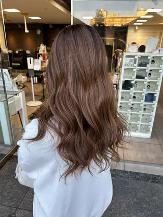 ロング カラー ヘアアレンジ インナー×縮毛矯正 ピンクカラー澤井里菜のヘアスタイル