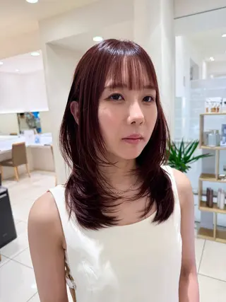 ミディアム カラー ヘアアレンジ 韓国レイヤー🖤🤍 /うえのゆずのヘアスタイル