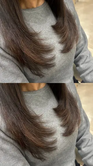 ロング ベージュ/つや髪/ レイヤー／ゆいなのヘアスタイル