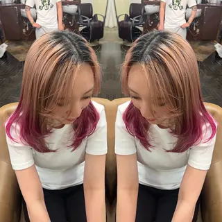 セミロング ハイライト/レイヤー /ハイトーン/AOIのヘアスタイル